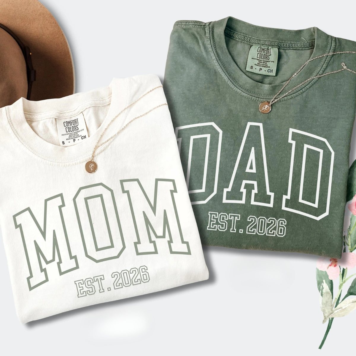 Matching Mom and Dad Shirts EST 2026, Personalized Parents Tee