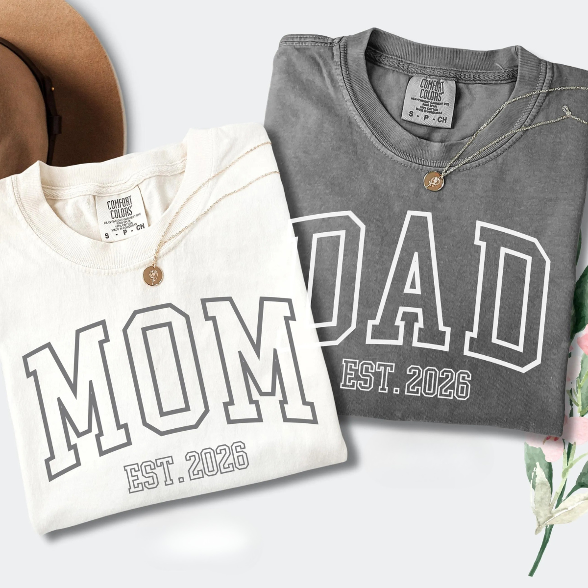 Matching Mom and Dad Shirts EST 2026, Personalized Parents Tee