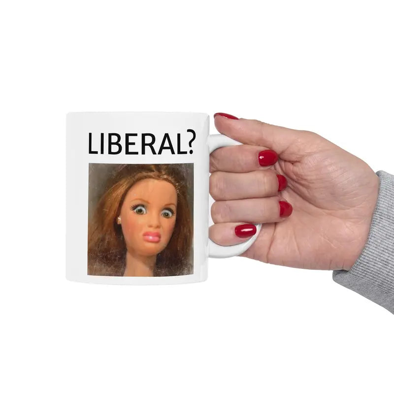 Funny Disgusted Doll Face Meme Mug, Sarcastic Reaction Coffee Cup