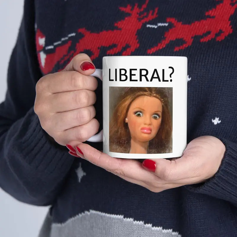 Funny Disgusted Doll Face Meme Mug, Sarcastic Reaction Coffee Cup