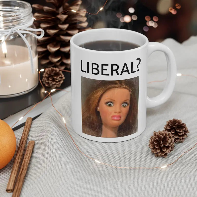 Funny Disgusted Doll Face Meme Mug, Sarcastic Reaction Coffee Cup