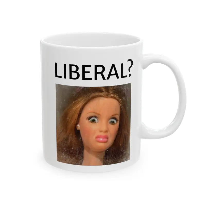 Funny Disgusted Doll Face Meme Mug, Sarcastic Reaction Coffee Cup