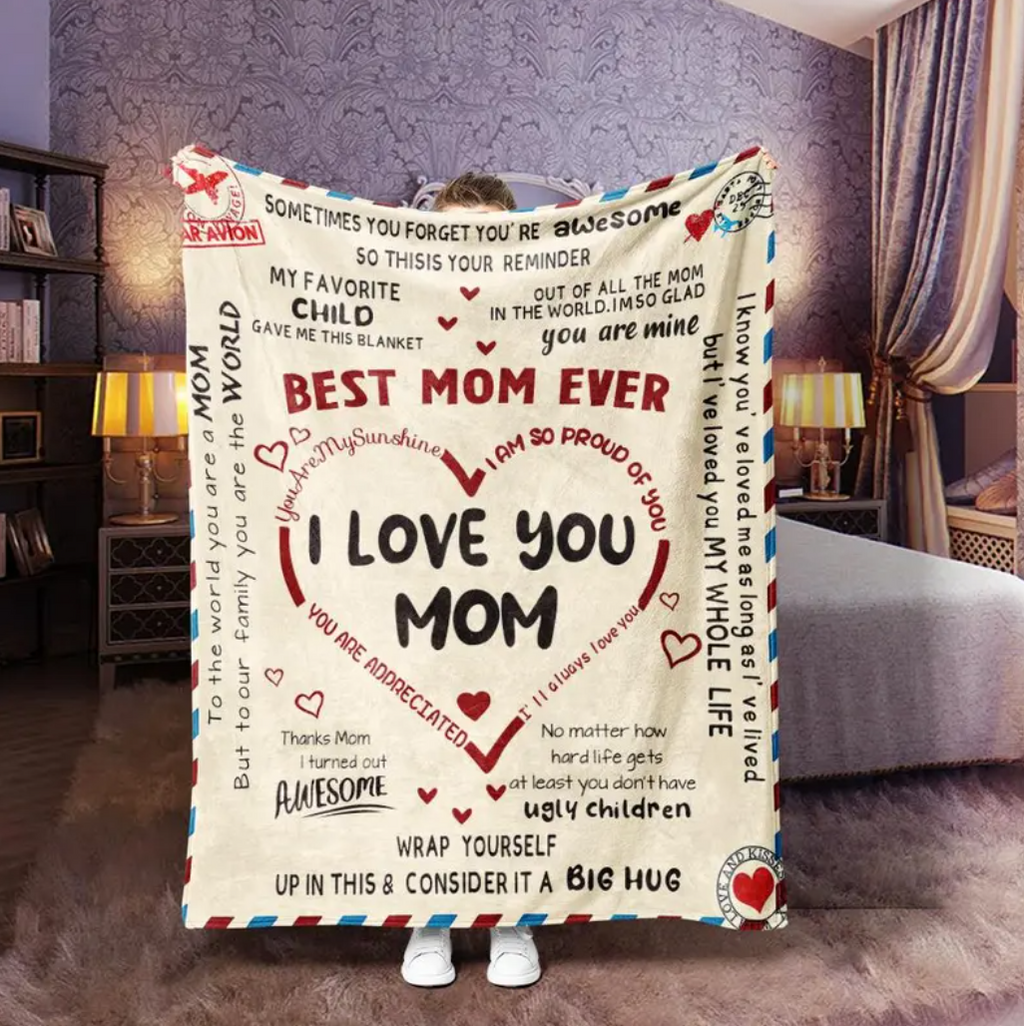 Best Mom Ever Blanket, Letter To Mom Blanket Soft, Gift For Mom