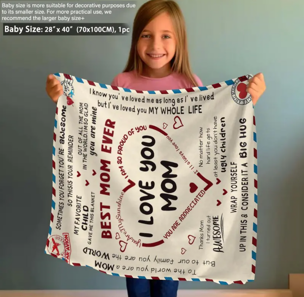 Best Mom Ever Blanket, Letter To Mom Blanket Soft, Gift For Mom