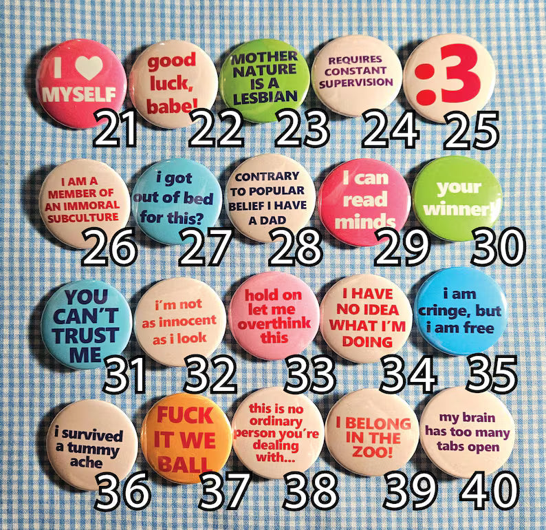 Build Your Own Button Bundle, Custom Pinback Button, Funny Edgy Badges