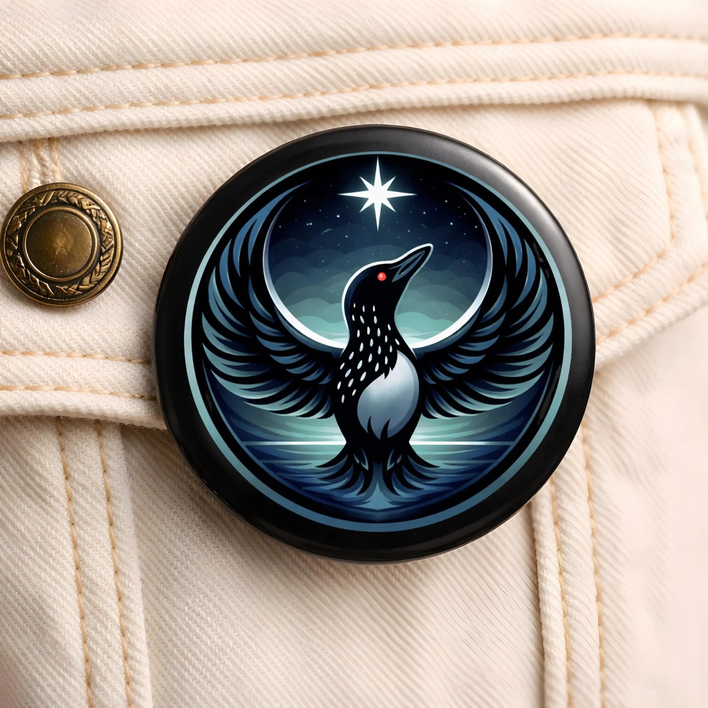 Minnesota Rebel Loon Pin Button, Minnesota Rebel Pinback