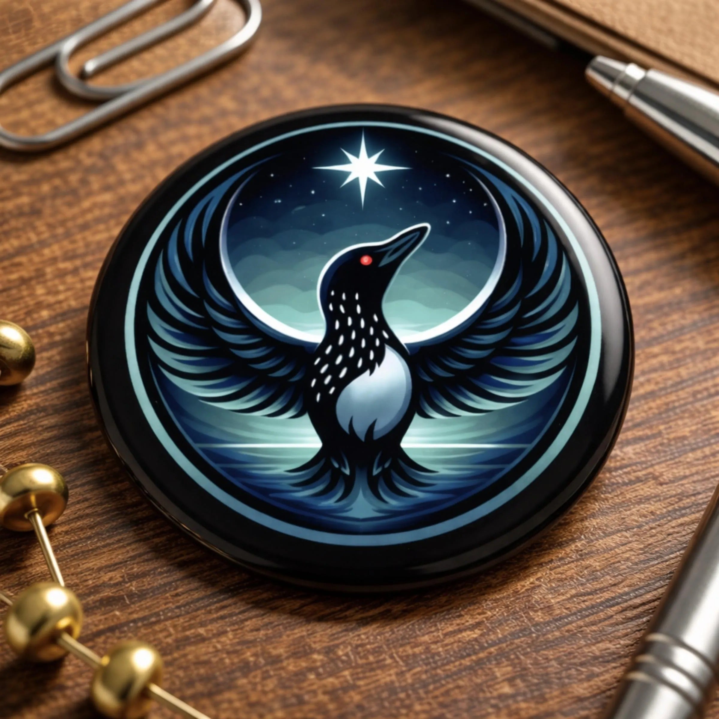 Minnesota Rebel Loon Pin Button, Minnesota Rebel Pinback