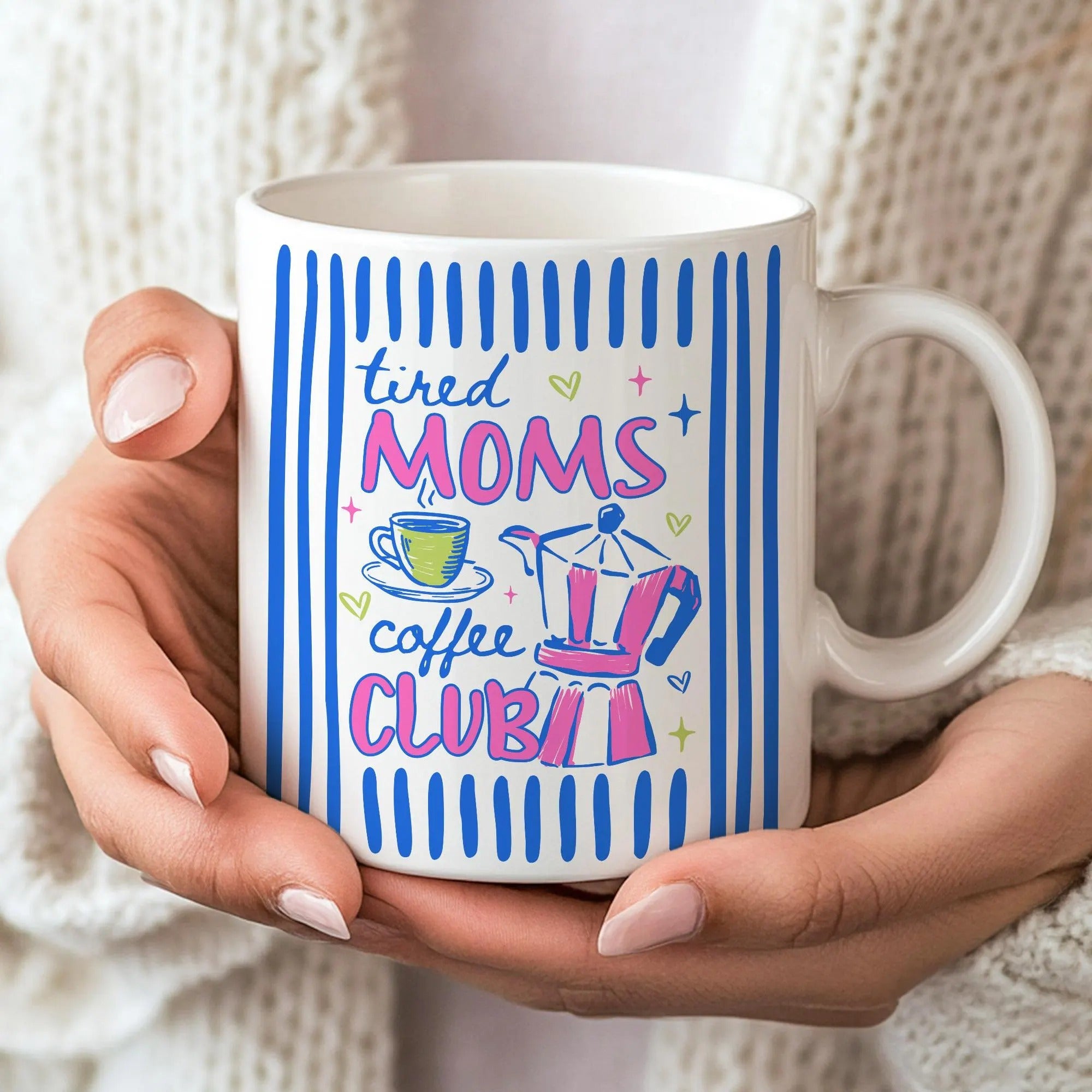 Tired Moms Coffee Club Mug, Mothers Day Gift, Accent Coffee Mug