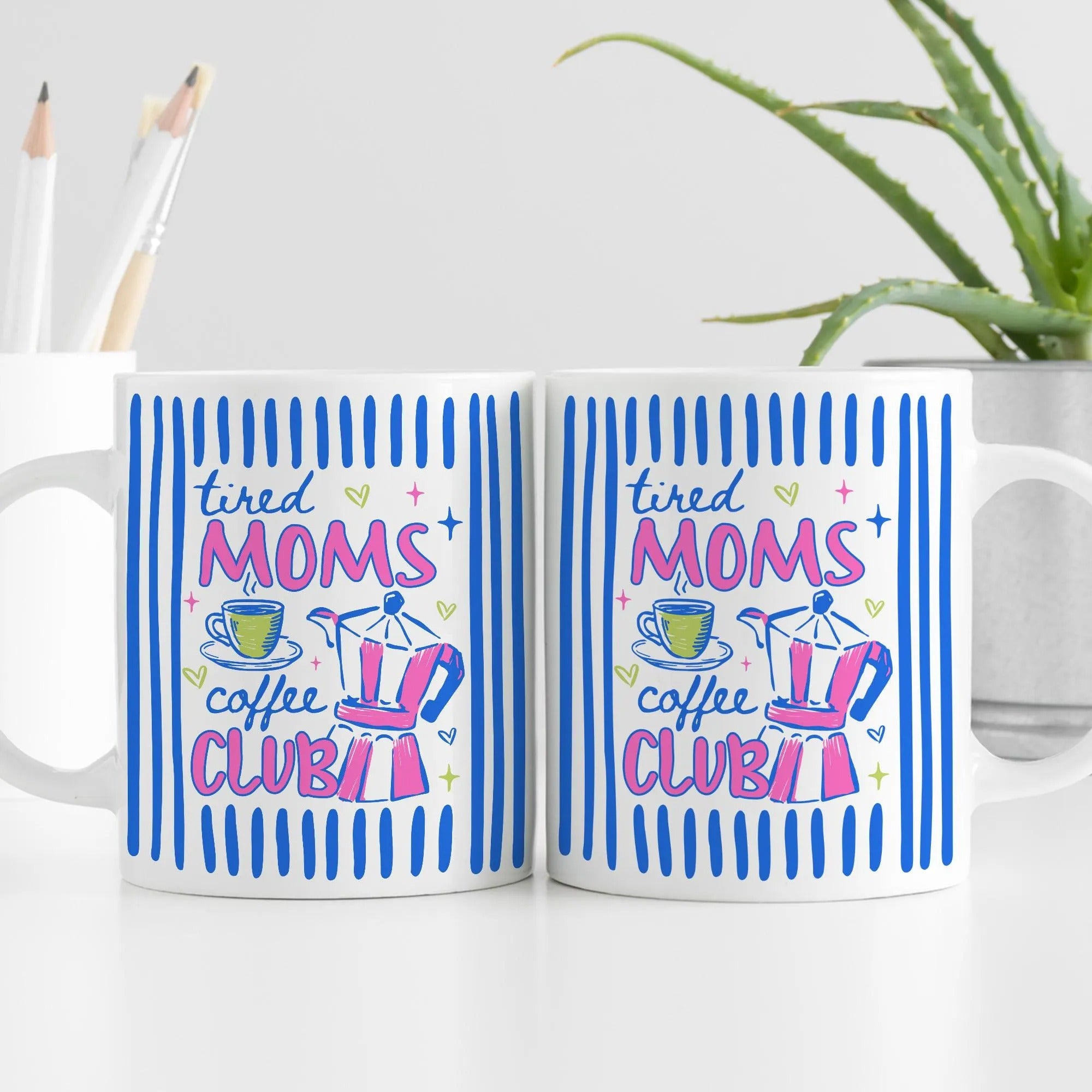 Tired Moms Coffee Club Mug, Mothers Day Gift, Accent Coffee Mug