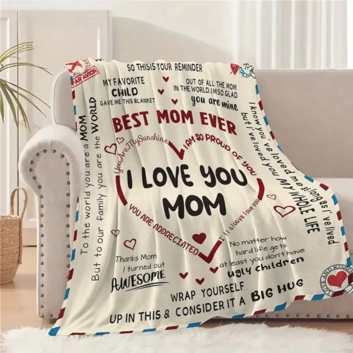 Best Mom Ever Blanket, Letter To Mom Blanket Soft, Gift For Mom